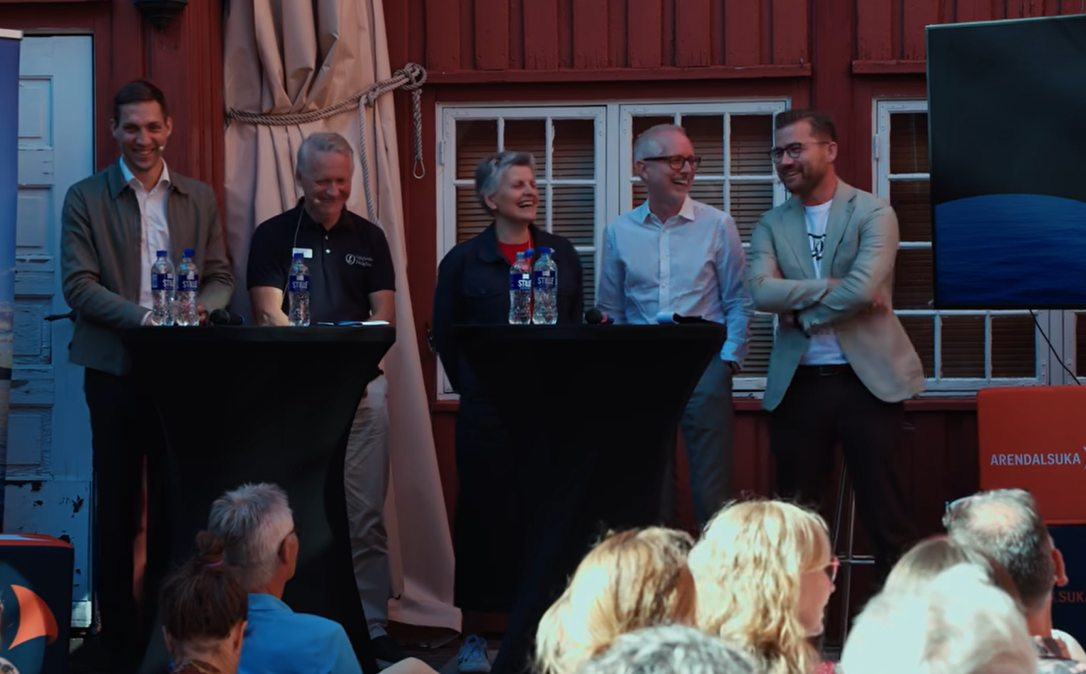 I panelet i Bakgården møtte Bellonas daglige leder Sveinung Rotevatn både klima- og miljøminister Andreas Bjelland Eriksen, Espen Søilen (Oslofjorden Friluftsråd), Inger Lise Blyverket (DNT) og Bård Vegard Solhjell (Fornybar Norge).